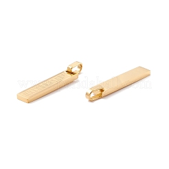 イオンプレーティング（IP）304ステンレスペンダント  文字の長方形  ゴールドカラー  40x8x2.8mm  内径：9x4.5mm&nbsp;STAS-A057-09G