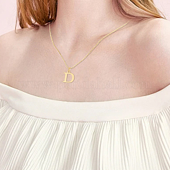 1 collar con colgante de letra de acero inoxidable 304&nbsp;NJEW-LP0001-38D-G