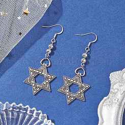 Orecchini pendenti in lega con stella di David per donna uomo&nbsp;EJEW-JE05840