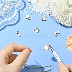 6 шт. 6 стиля подвески из латуни с паве из натуральных белых ракушек на морскую тематику&nbsp;KK-CJ0003-66