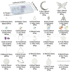 Наборы для самостоятельного изготовления бусин из натурального лепидолита/фиолетовой слюды и сережек из нержавеющей стали DIY-FS0008-13