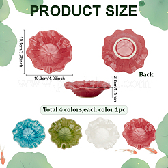 4 stücke 4 farben lotus blatt keramik schmuck dekorative platten&nbsp;AJEW-PH0008-40