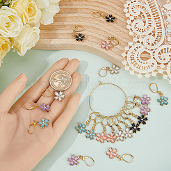 Подвески из эмали из цветочного сплава HJEW-SC00040