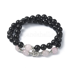 Bracelets de chaîne en perles d'onyx noir naturel pour femmes&nbsp;BJEW-TA00422