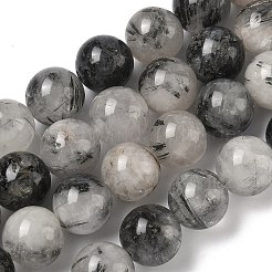 Натуральные турмализированные кварцевые бусинки&nbsp;G-F818-A09-14mm