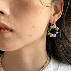 4 нити круглых стеклянных бусин миллефиори ручной работы LAMP-GO0001-13