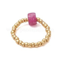 Anillos de cuentas de vidrio y jade blanco natural.&nbsp;RJEW-JR00729