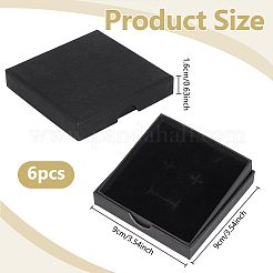紙製ジュエリーセットギフト梱包箱6個  内部のスポンジ  イヤリングネックレス用  正方形  ブラック  9x9x1.6cm&nbsp;CON-PH0003-83B-01