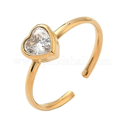 304 Edelstahl mit klaren Zirkonia verstellbare Manschettenringe für Damen&nbsp;RJEW-G359-02A-G