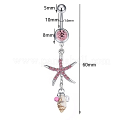 Кольца для живота в форме изогнутой штанги из нержавеющей стали 304 с кубическим цирконием FS-WGCE39A-03