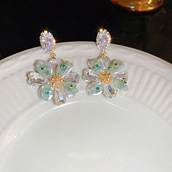 Цветок сплава горный хрусталь болтающиеся серьги стержня&nbsp;FS-WG9F12F-01