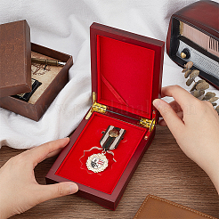 Boîte de rangement commémorative en bois pour pièces de monnaie avec couvercle à charnière et loquet en métal&nbsp;CON-WH0088-41A