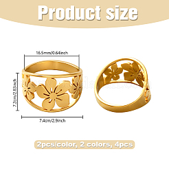 4 шт. 2-х цветные кольца из нержавеющей стали RJEW-GO0001-05