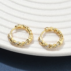 Boucles d'oreilles créoles en laiton zircon cubique micro pavé&nbsp;EJEW-C182-05B-G
