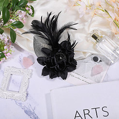 Булавки для лацканов одежды в виде цветочных перьев и железа&nbsp;JEWB-WH0010-114B