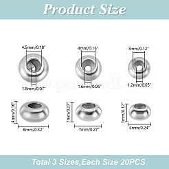 60 шт. 3 стиля бусин из нержавеющей стали 304&nbsp;STAS-HY0001-64