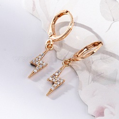 Серьги с застежкой-защелкой из латуни с прозрачным фианитом и прозрачным фианитом EJEW-K300-22G