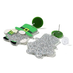 Glitzernde Acryl-Ohrstecker zum St. Patrick's Day&nbsp;LS-EJEW-P243-A07