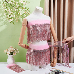 Spitzenbesatz mit Fransen aus Polyester&nbsp;DIY-WH0671-008F