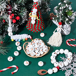 Рождественские печатные деревянные бусины&nbsp;WOOD-PH0003-24