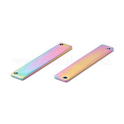 イオンプレーティング（IP）レインボーカラー304ステンレススチールコネクタチャーム  長方形  35x6x1mm  穴：1.5mm&nbsp;STAS-I188-01MC