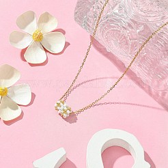 編み込みガラスシードビーズコラムペンダントネックレス  女性用304ステンレススチールアズキチェーンネックレス  ホワイト  17.80インチ（45.2cm）&nbsp;NJEW-MZ00037-03