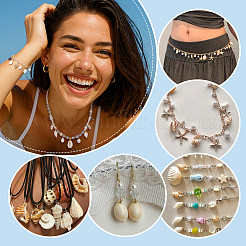 20 шт. натуральный культивированный пресноводный жемчуг и 60 шт. наборы фурнитуры из натуральных ракушек 6 стилей&nbsp;PALLOY-PH01891