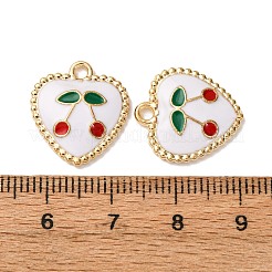 合金エナメルチャーム  桜のチャームが付いたハート  ゴールドカラー  17.5x15.5x3.5mm  穴：1.8mm&nbsp;FIND-H051-12G