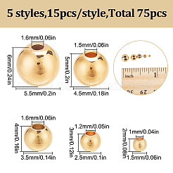 75 шт. 5 стиля латунные распорные бусины для стоек KK-LP0001-07G