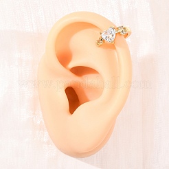 Серьги-манжеты в форме сердца из латуни с микропаве из прозрачных кубических цирконий&nbsp;EJEW-H178-02G