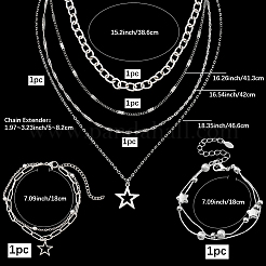 Ожерелья и многорядные браслеты из сплава и латунных цепочек для женщин&nbsp;SJEW-SC0001-06