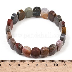 Bracelet extensible ovale en perles de jaspe océan naturel&nbsp;G-E010-01-13