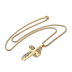 201 подвеска-роза крест из нержавеющей стали&nbsp;LS-NJEW-H065-31G