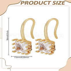 2 шт. квадратные серьги-подвески из латуни с кубическим цирконием&nbsp;EJEW-LP0007-019G-01