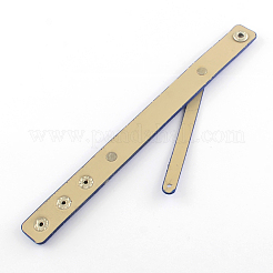 模造革コードスナップブレスレット  プラチナ  ブルー  200x18mm  短いコード：8mm&nbsp;WACH-S001-1D