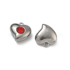 304ステンレスペンダント  ハートチャーム  ラインストーン付き  ステンレス鋼色  ミックスカラー  12.5x12x6mm  穴：1.4mm&nbsp;STAS-F351-04P