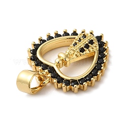 Обшивка стойки латунь микропаве кулоны с черным фианитом KK-F853-02G