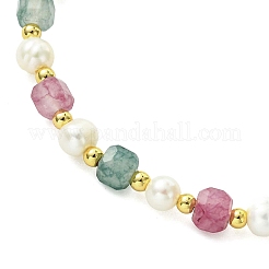 Pulseras deslizantes ajustables de turmalina natural y perlas cultivadas de agua dulce para mujer&nbsp;BJEW-JB13609-01
