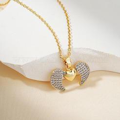 Элегантное модное двухцветное ожерелье в форме крыла сердца с инкрустацией из кубического циркония из латуни SS1837