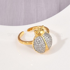 Женское кольцо-манжета с микропаве из латуни и кубическим цирконием&nbsp;RJEW-L132-01G