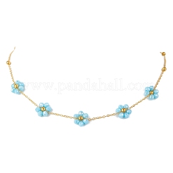 2 шт. 2-х цветные латунные и стеклянные граненые круглые звенья цепочки в виде цветка&nbsp;NJEW-JN05296