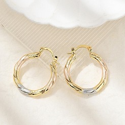 Orecchini a cerchio intrecciati in ottone bicolore&nbsp;LS-EJEW-B117-06A-M