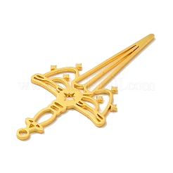 201ステンレススチールビッグペンダント  剣のチャーム  ゴールドカラー  50x23x1mm  穴：1.6~1.8mm&nbsp;X-STAS-E175-05G