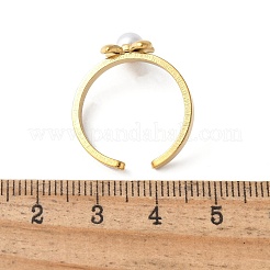 Кольцо-манжета из пластика и нержавеющей стали 304 с жемчугом для женщин&nbsp;RJEW-Z088-05G