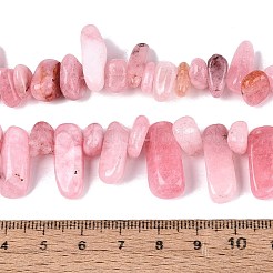 染色された天然水晶ビーズ連売り  ナゲット  トップ掘削  タンブルストーン  ショッキングピンク  6~30x2~12x2~10mm  穴：0.5~0.9mm  約59~67個/連  14.17~15.75インチ（36~40cm）&nbsp;G-Q606-24A-11
