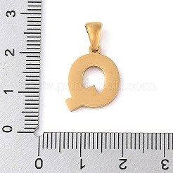 PVD真空メッキ304ステンレスペンダント  ゴールドカラー  レターチャーム  文字Q  17x13x1.5mm  穴：5x3mm&nbsp;STAS-Z072-01G-Q