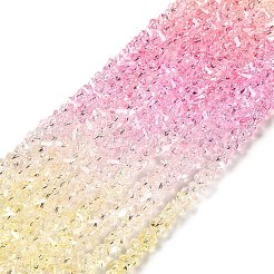 クリアガラスビーズ連売り  セグメント化されたマルチカラービーズ  三角形  パールピンク  4.5x4x3.5mm  穴：1mm  約134~137個/連  13.27~13.39''（33.7~34センチメートル）&nbsp;GLAA-H023-02F