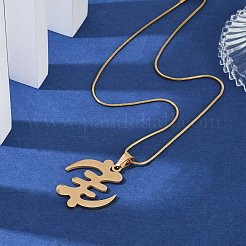 304 нержавеющая сталь кулон с символом гье няме ожерелья в виде змеиной цепи NJEW-L157-05G