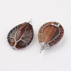 Естественно тигровый глаз большие кулоны&nbsp;G-G956-A05-FF