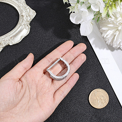 真鍮パヴェクリアキュービックジルコニアタイピン  D字型  プラチナ  23.5x27x8.5mm  内径：18x20.5mm&nbsp;AJEW-WH20020-700P